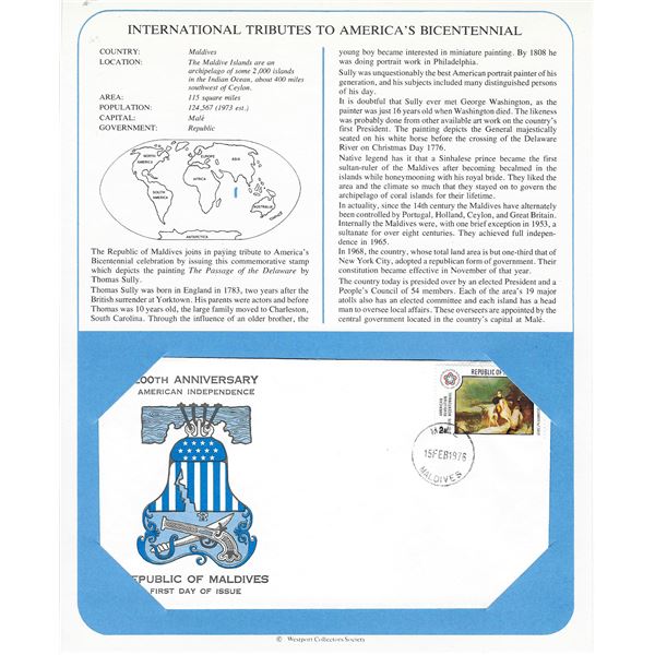 Maldives - International Tributes to America's Bicentennial FDC
