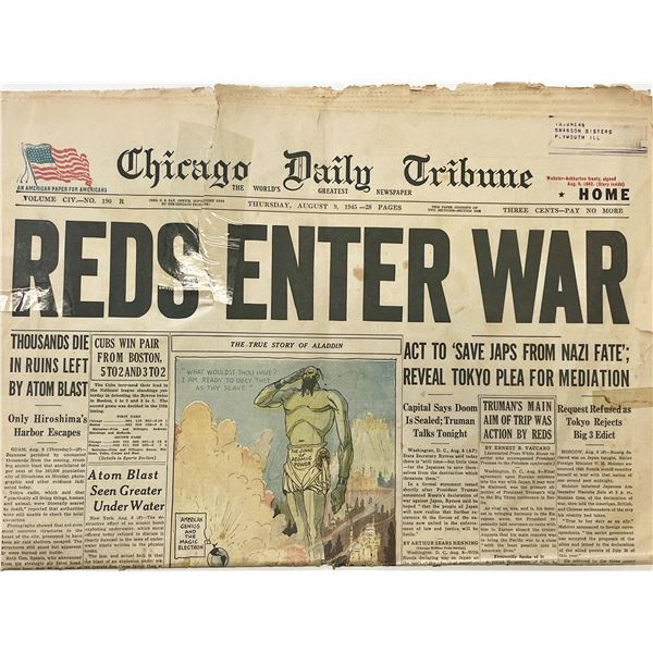 WWII 1945 Chicago Daily Tribune Original Vintage Newspaper