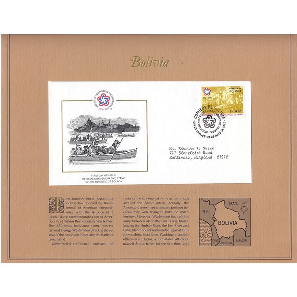 Bolivia - American Bicentennial Commemorative FDC