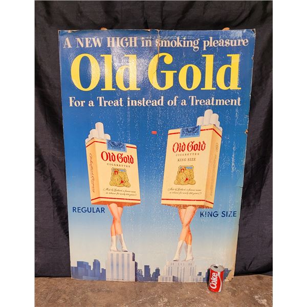 VTG Old Gold Cigarette Advertising Cardboard Sign