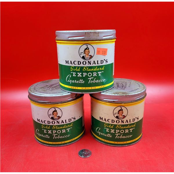 VTG MacDonald's Gold Standard "Export" Cigarette Tobacco Tins