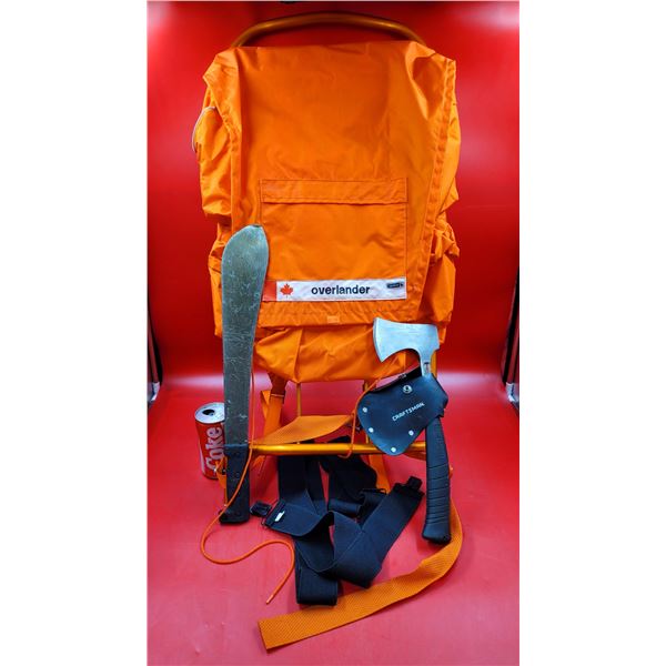 Overlander Hiking Backpack, Machete, & Craftsman Axe