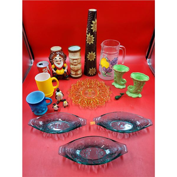 VTG Glassware Lot w/ Pottery Cornucopia Vases