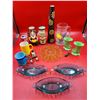 Image 1 : VTG Glassware Lot w/ Pottery Cornucopia Vases