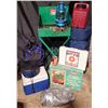 Image 1 : Large Camping Lot - Coleman Stoves w/ Stand, Pot Set, Cooler, Sleeping Bag, First Aid Kit & More