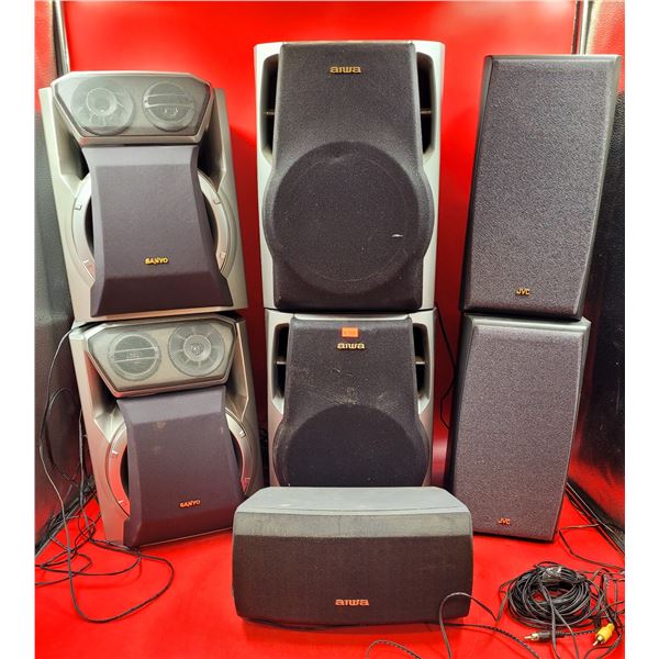 Aiwa, Sanyo & JVC Speakers w/ Cords
