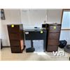 Image 1 : FILING CABINET & (2) 4 DRAWER WOOD CABINETS
