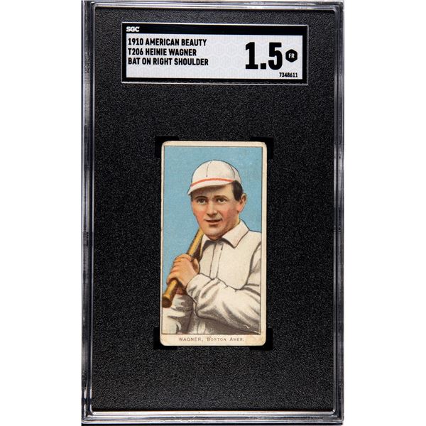 1909-11 T206 Heinie Wagner (Bat on Right) (SGC 1.5) Rare Back!