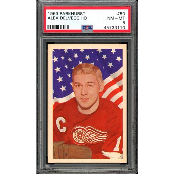 1963-64 Parkhurst #50 Alex Delvecchio (PSA 8)