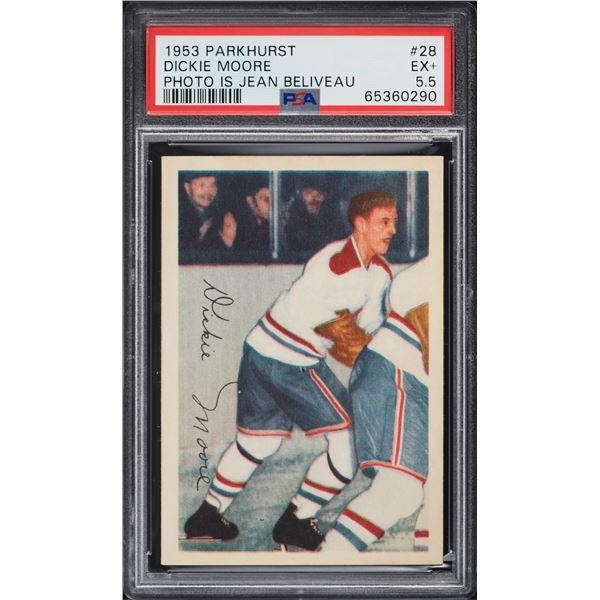 1953-54 Parkhurst #28 Dickie Moore (PSA 5.5)