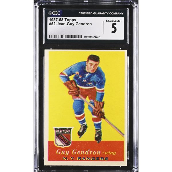 1957-58 Topps #52 Jean-Guy Gendron RC (CGC 5)