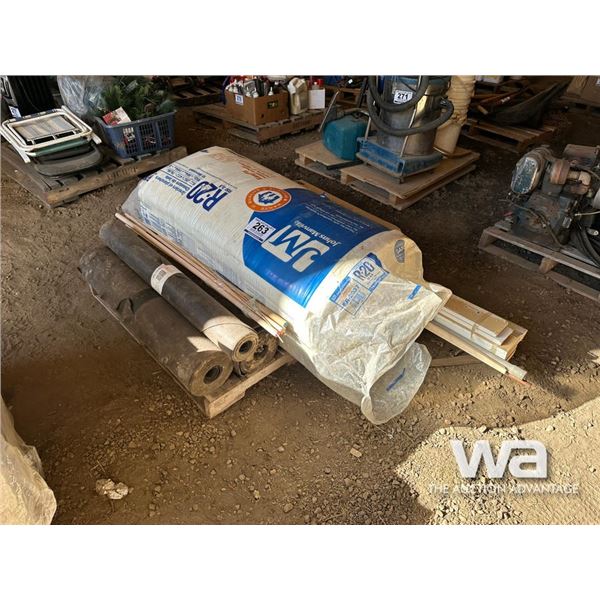 R-20 INSULATION, BASE BOARD TRIM, ROLLS OF MATTING