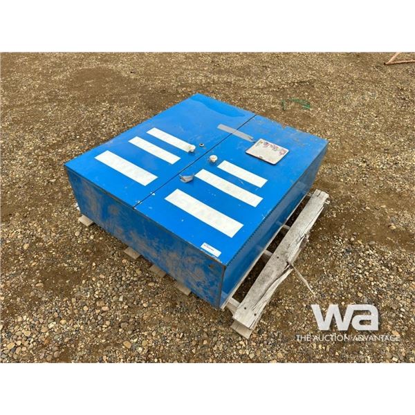 BLUE 2 DOOR CABINET & CONTENTS