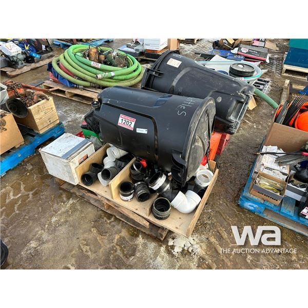 PVC FITTINGS, RECYCLE BINS, (2) HEATERS