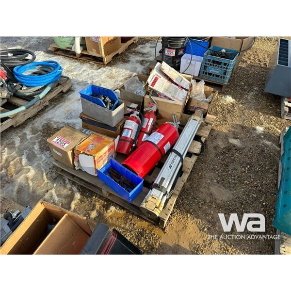 (3) FIRE EXTINGUISHERS, MISC BOLTS, TRIPOD