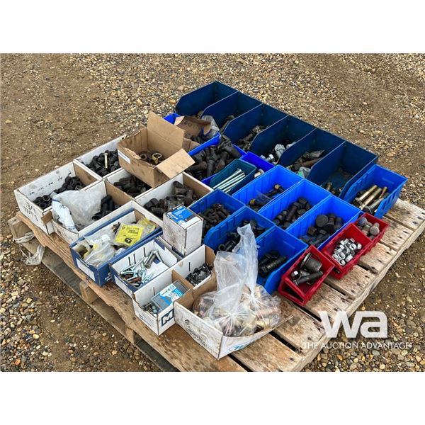 PALLET OF BOLT BINS, BOLT, NUTS