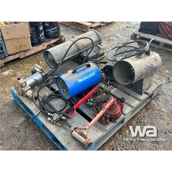 (4) SHOP HEATERS & (2) HAND FUEL PUMPS