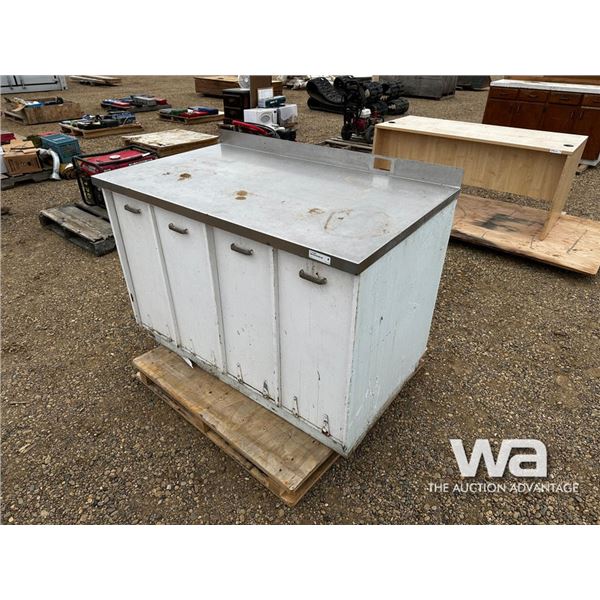 WOOD WORK BENCH WITH STEEL TOP