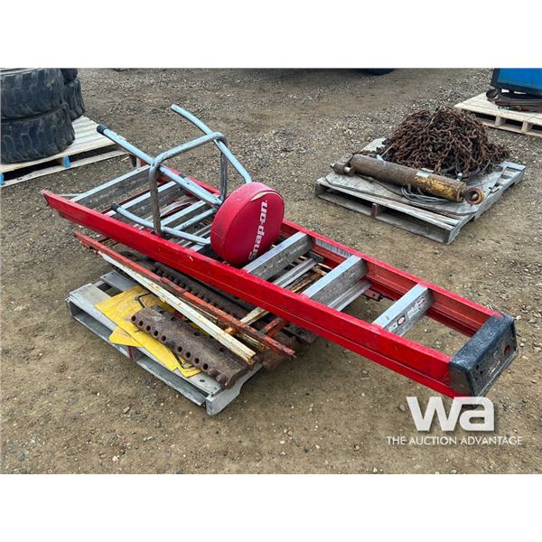 SNAP-ON STOOL, FIBREGLASS LADDER, GRADER BLADES