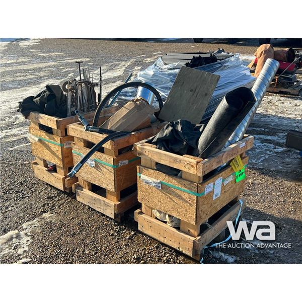 (3) WOOD BOXES, HYD. HOSE, RUBBER MATTING