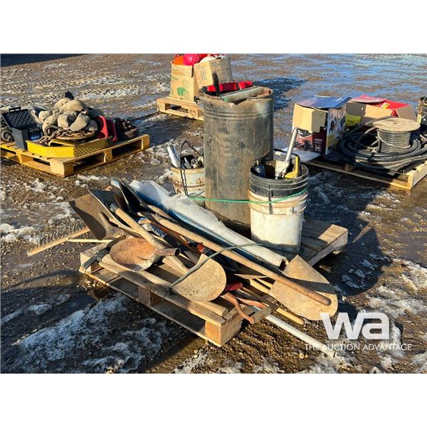 SHOVELS, GREASE GUNS, HAND TOOLS