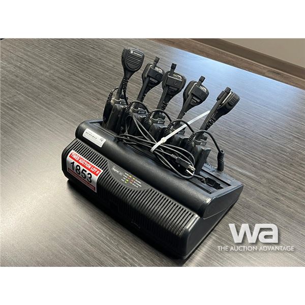 (5) MOTOROLA HT1250 RADIOS W/ CHARGING DOCK