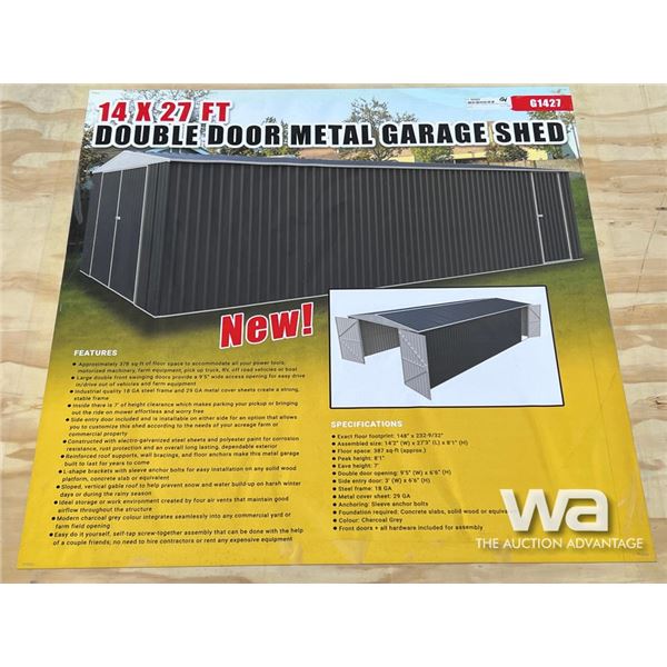14 X 27 X 8 FT. DOUBLE DOOR METAL SHED