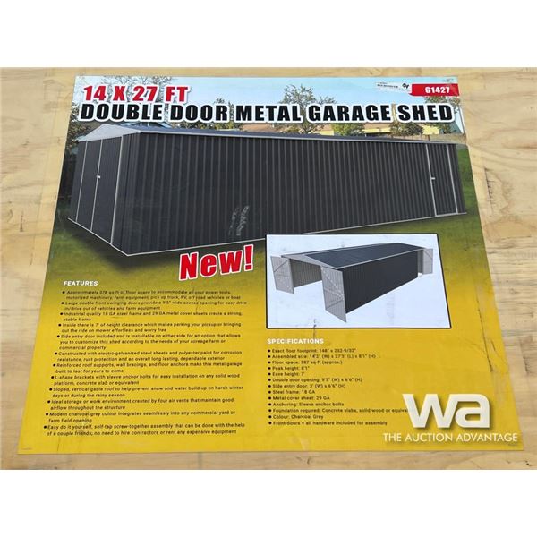 14 X 27 X 8 FT. DOUBLE DOOR METAL SHED