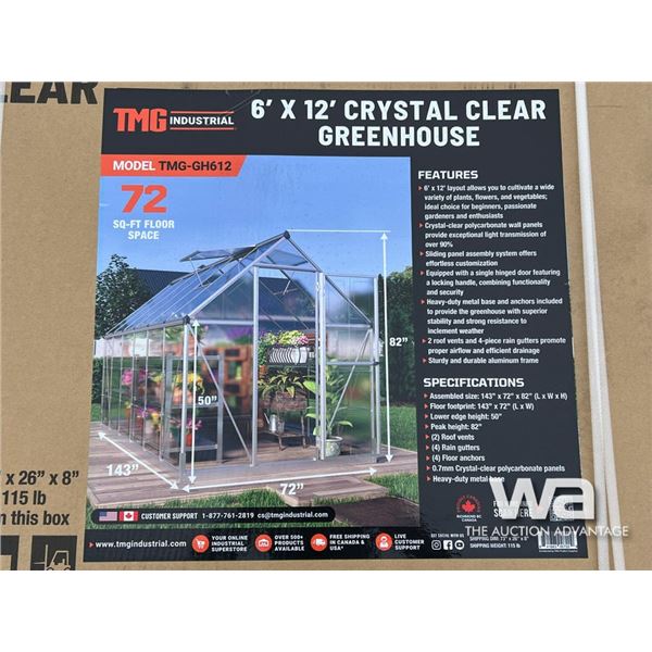TMG 6 FT. X 12 FT. CRYSTAL CLEAR GREENHOUSE