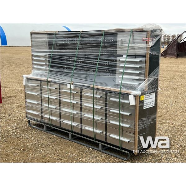 10 FT. STAINLESS 30 DRAWER WORK BENCH
