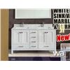 Image 2 : PARIS 60 IN. WHITE DOUBLE SINK VANITY MARBLE TOP