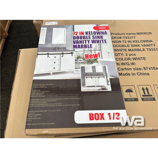 72 IN. KELOWNA DOUBLE SINK VANITY WHITE MARBLE