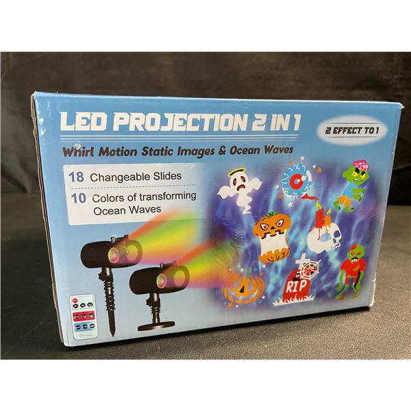 1 LED Holiday Motion Projector Outdoor Light w/ 18 Slides & 10 Ocean Wave Effects - New