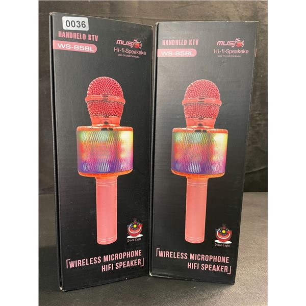 2 Handheld Wireless Microphones/Karaoke Microphones (Model: WS-858L) - Brand New!