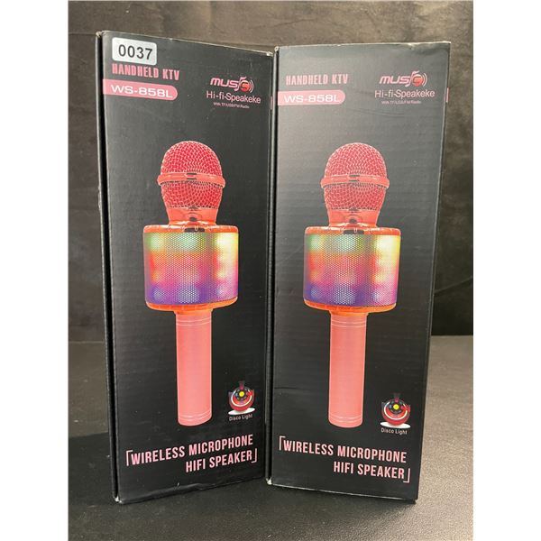 2 Handheld Wireless Microphones/Karaoke Microphones (Model: WS-858L) - Brand New!