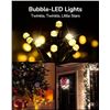 Image 2 : 1 Box of LED Bubble String Lights - 110FT Length - 8 Lighting Modes - New!