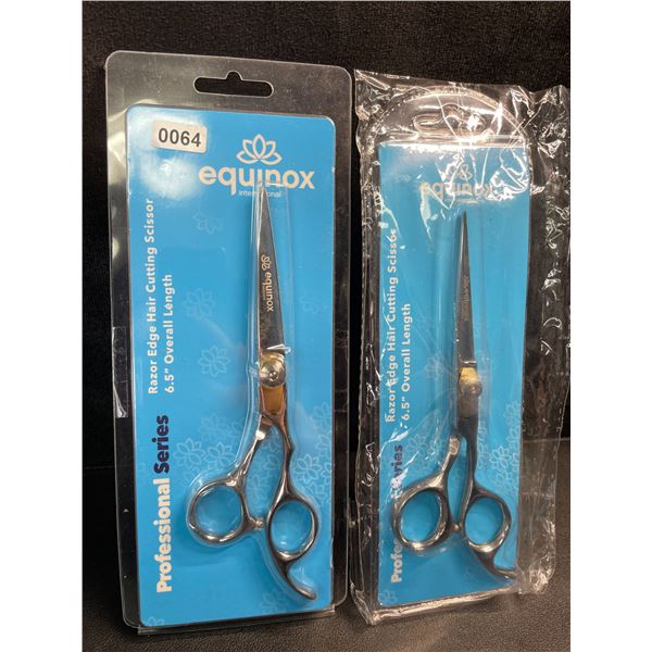 2 Equinox Professional Series Razor Edge Hair Cutting Scissors - 6.5" Overall Length - New