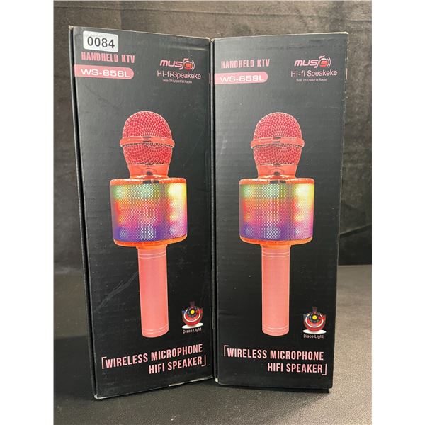 2 Handheld Wireless Microphones/Karaoke Microphones (Model: WS-858L) - Brand New!