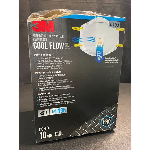 1 Box of 3M Respirator Cool Flow Painting/Sanding Masks (Damaged Box - See Photo) - 10 Count