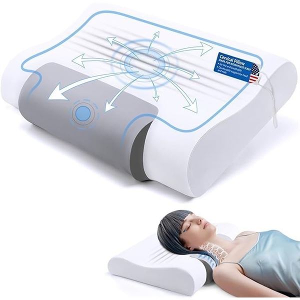 1 DVZV Memory Foam Neck Pillow; Cooling Memory Foam Ergonomic Bed Pillow for Neck Pain Relief - NEW