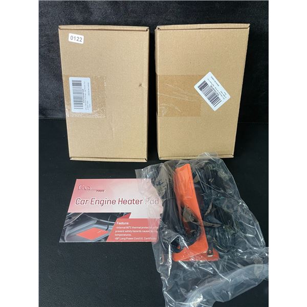 2 Boxes of Silicone Car Engine Heater Pads; Self-Adhesive with 68" Long Cord - 2 Per Box/4 Total