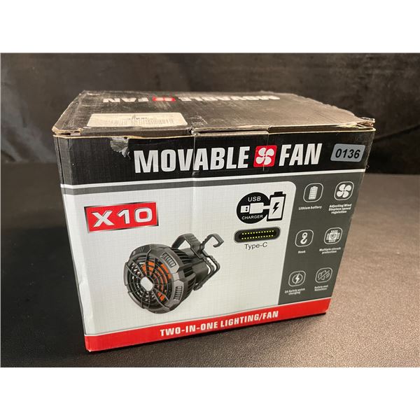 1 X10 LED Light/Portable Fan - USB Rechargeable Design - New