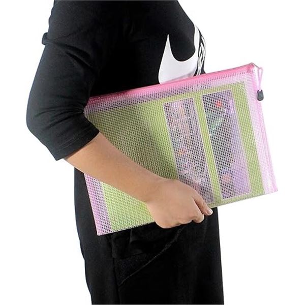 2 Multi-Packs of A4 Zipper Mesh Storage Pouches - Great for School/Home/Office - 24PCS Per Pack! New