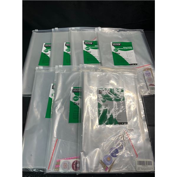 7 Packs of Clear Cellophane Storage Bags - 25PCS Each - 12" x 17" Size - New