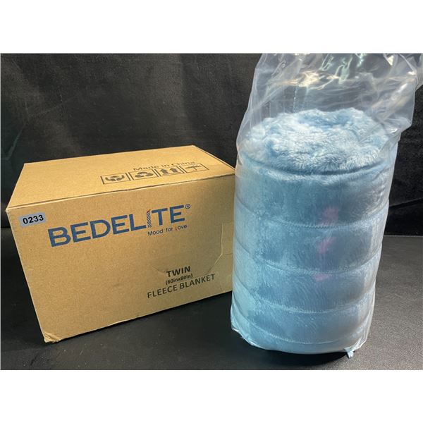 1 Bedelite Twin Size Fleece Blanket - 60" x 80" Size - Blue - New in Box