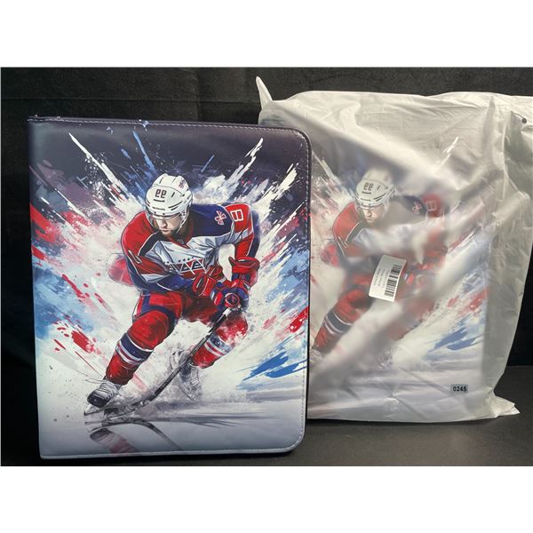 2 Large Leather Trading Card Hockey Binders - 9-Pocket Pages Fits 900 Cards Each - New!