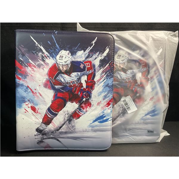 2 Large Leather Trading Card Hockey Binders - 9-Pocket Pages Fits 900 Cards Each - New!