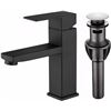 Image 1 : 1 Bathroom Sink Single-Hole Faucet with Pop-Up Drain - Black Modern Design - New in Box