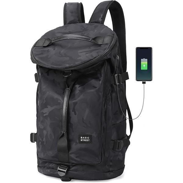 1 Large Laptop Backpack/Gym Travel Backpack/Duffle Bag - 19.6" - Camo Black Design - Brand New