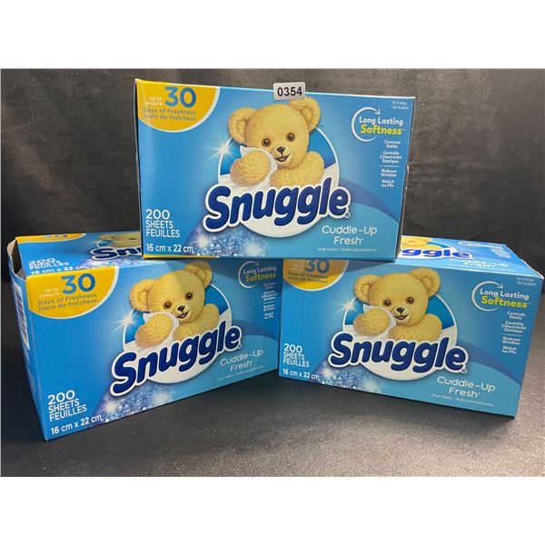 3 Boxes of Snuggle Cuddle-Up Fresh Dryer Sheets - 200 Sheets Per Box - New Sealed